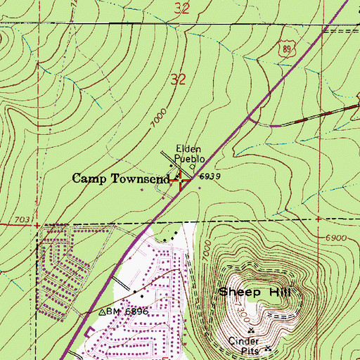 Topographic Map of Camp Townsend, AZ