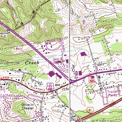 Topographic Map of Lifeline Ambulance Service Christiansburg, VA