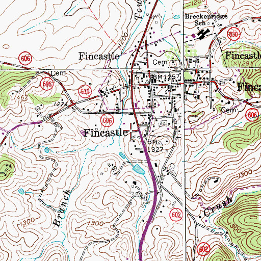 Topographic Map of Fincastle Volunteer Fire Department Company 4, VA