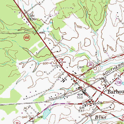 Topographic Map of Orange County Rescue Squad Station 25, VA