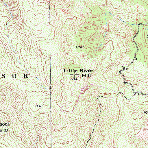 Topographic Map of Little River Hill, CA