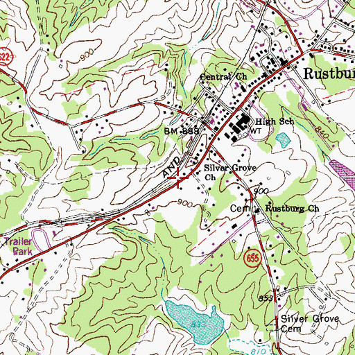 Topographic Map of Rustburg Rescue Squad, VA