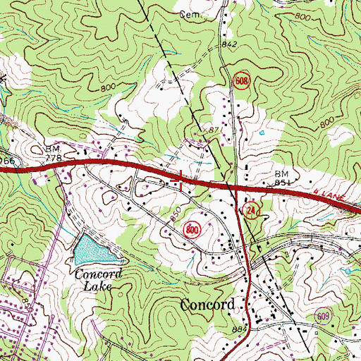 Topographic Map of Concord Rescue Squad, VA