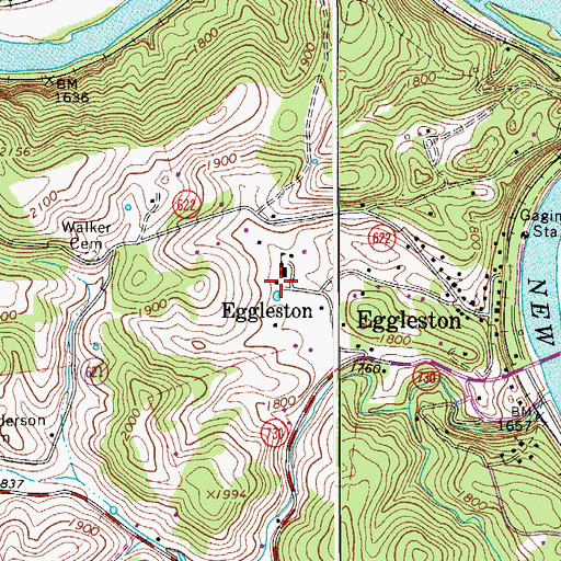 Topographic Map of Eggleston Volunteer Fire Department, VA