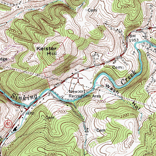 Topographic Map of Newport Volunteer Fire Department, VA