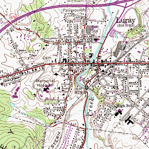 Topographic Map of Page County Fire and Emergency Medical Services, VA