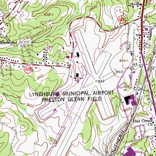 Topographic Map of Lynchburg Regional Airport Aircraft Rescue Fire Fighting, VA