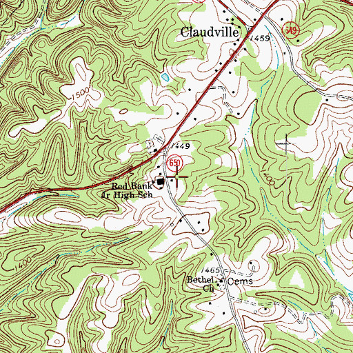 Topographic Map of Collinstown - Claudville - Drypond - Five Forks Volunteer Fire and Rescue Department Station 2, VA