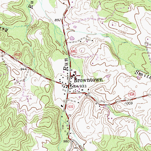 Topographic Map of South Warren Volunteer Fire Department Brownstown Substation, VA