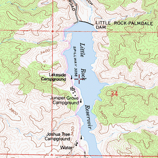 Topographic Map of Little Rock Reservoir, CA