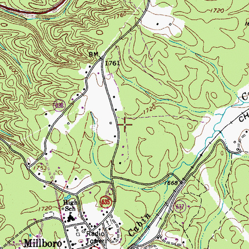 Topographic Map of Millboro Area Rescue Squad, VA