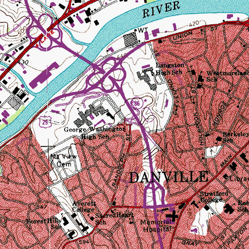 Topographic Map of Danville Life Saving and First Aid Crew, VA