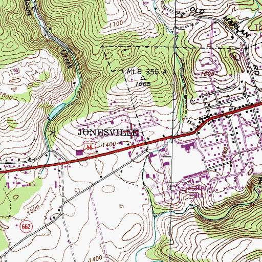Topographic Map of Jonesville Rescue Squad, VA