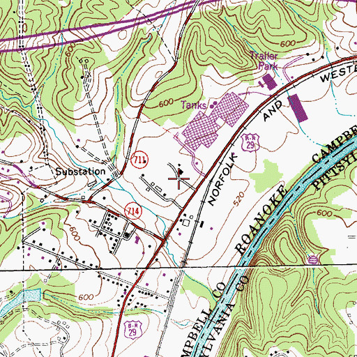 Topographic Map of Altavista Emergency Medical Services, VA