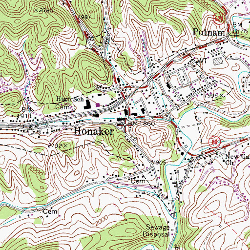 Topographic Map of New Garden Rescue Squad, VA