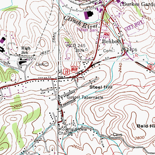 Topographic Map of Lifeline Ambulance Service Tazewell, VA