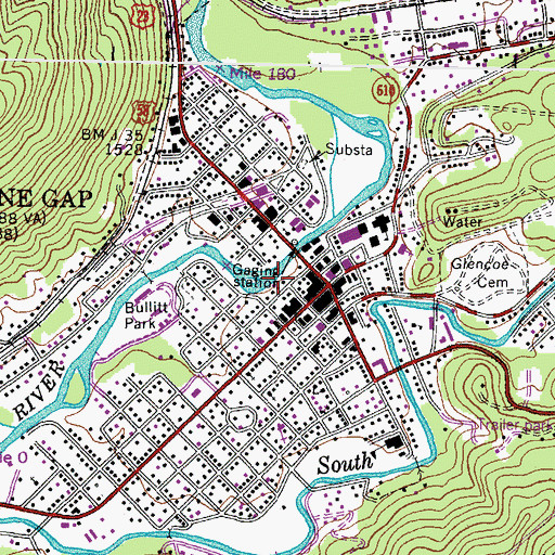 Topographic Map of Big Stone Gap Rescue Squad, VA