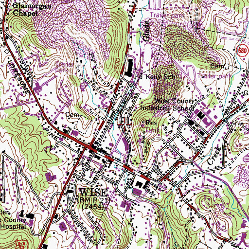 Topographic Map of Wise Rescue Squad, VA