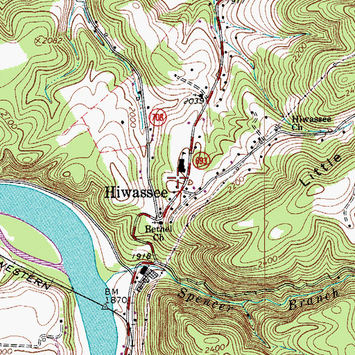 Topographic Map of Regional EMS - Hiwassee Base, VA