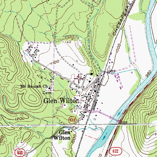 Topographic Map of Eagle Rock Volunteer Rescue Squad Glen Wilton Station, VA