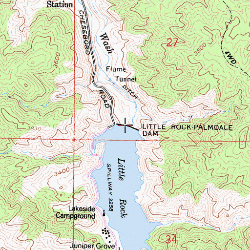 Topographic Map of Little Rock-Palmdale Dam, CA