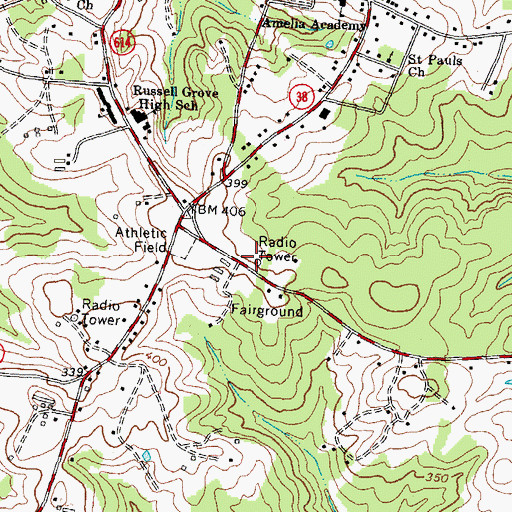 Topographic Map of Virginia Department of Forestry Amelia County, VA