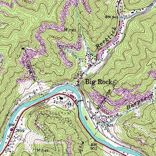 Topographic Map of Big Rock Volunteer Fire Department, VA