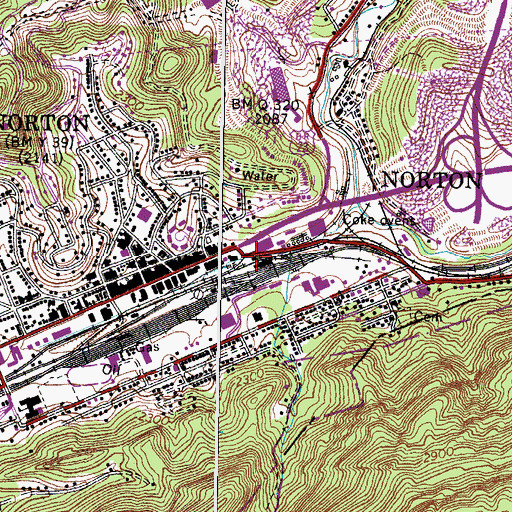 Topographic Map of Norton Volunteer Fire Department Station 2, VA