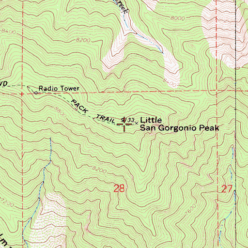 Topographic Map of Little San Gorgonio Peak, CA
