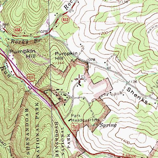 Topographic Map of National Park Service Shenandoah Fire Department, VA