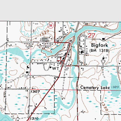 Topographic Map of Bigfork Ambulance Service, MN