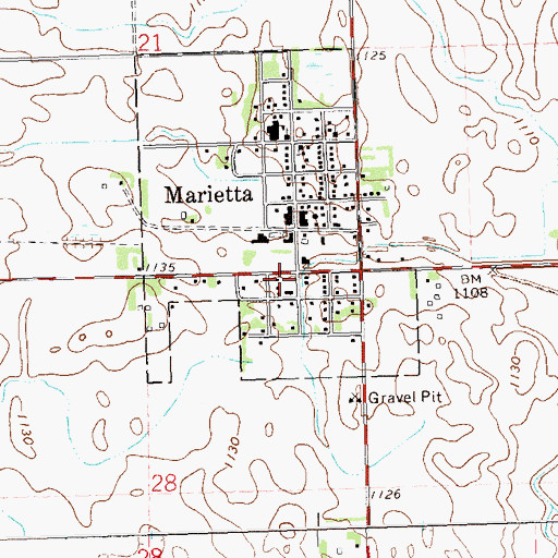 Topographic Map of Marietta Ambulance Service, MN