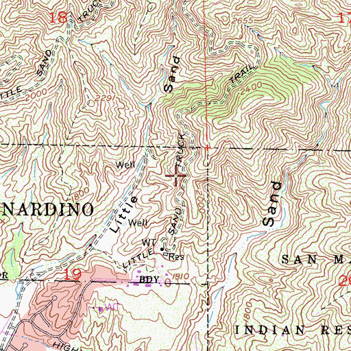 Topographic Map of Little Sand Truck Trail, CA