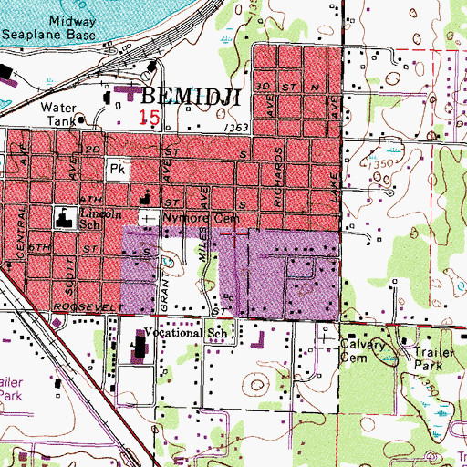 Topographic Map of Bemidji Ambulance Service, MN