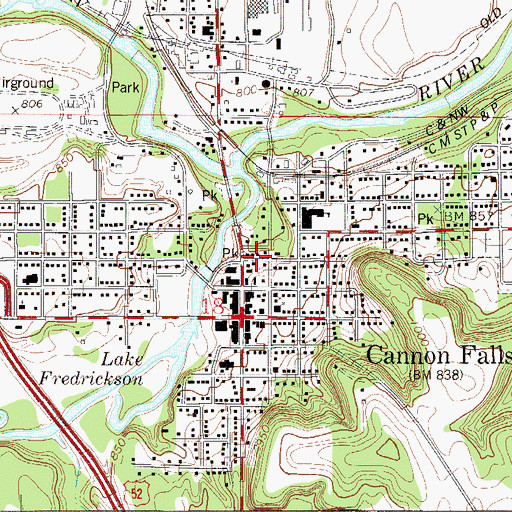 Topographic Map of Cannon Falls Ambulance Service, MN