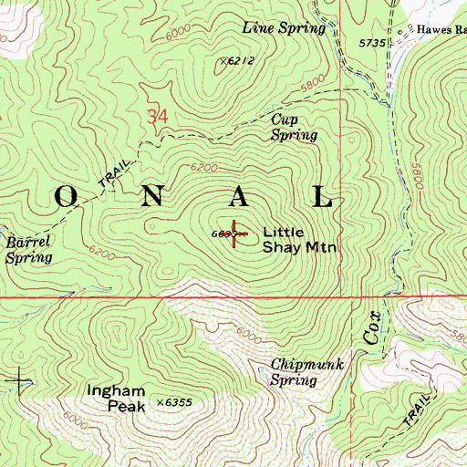 Topographic Map of Little Shay Mountain, CA