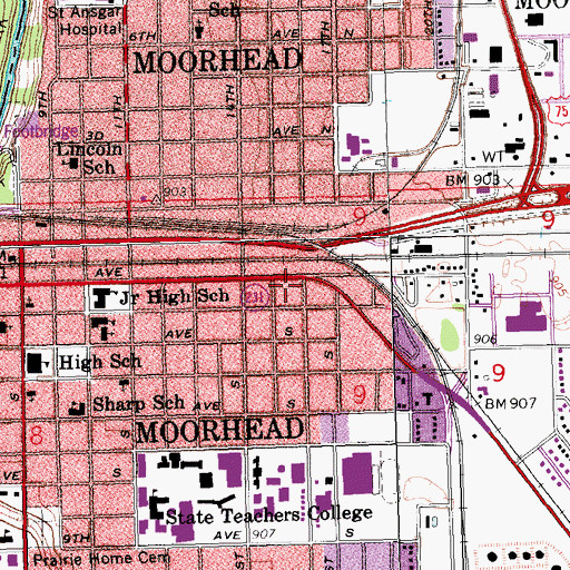 Topographic Map of FM Ambulance Service, MN