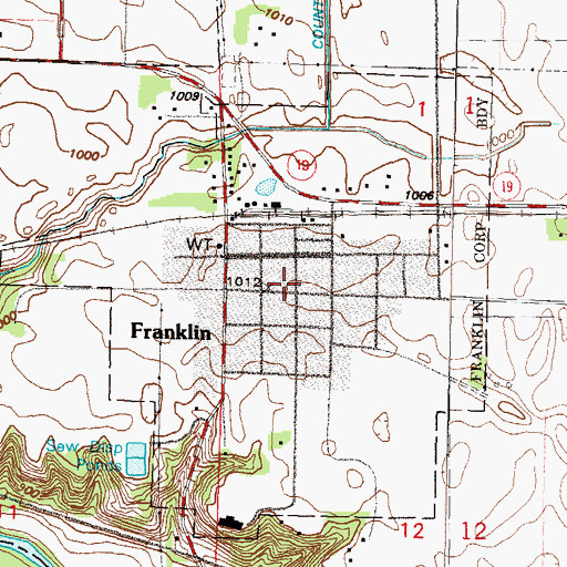 Topographic Map of Franklin Ambulance Service, MN