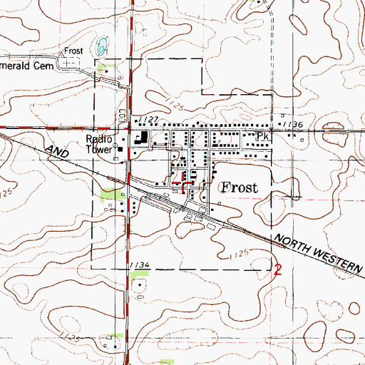 Topographic Map of Frost Area Ambulance, MN