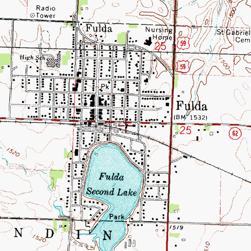 Topographic Map of Fulda Village Ambulance Service, MN