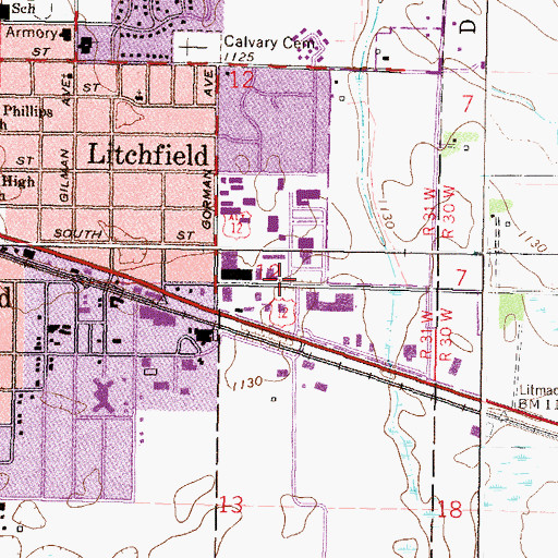 Topographic Map of Gold Cross Ambulance Litchfield, MN