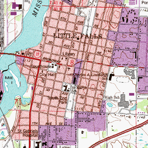 Topographic Map of Gold Cross Ambulance Little Falls, MN