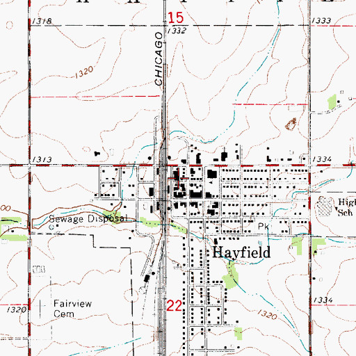 Topographic Map of Hayfield Community Ambulance, MN