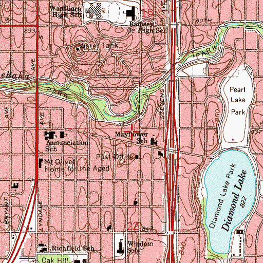 Topographic Map of HCMC Emergency Medical Services Station 27, MN