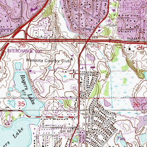 Topographic Map of Healtheast Care System Mendota, MN
