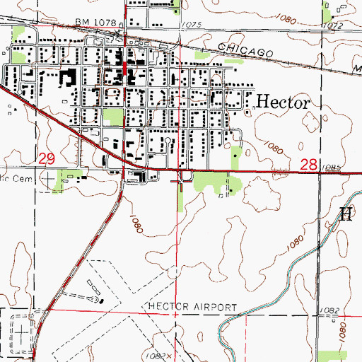 Topographic Map of Hector Ambulance Service, MN
