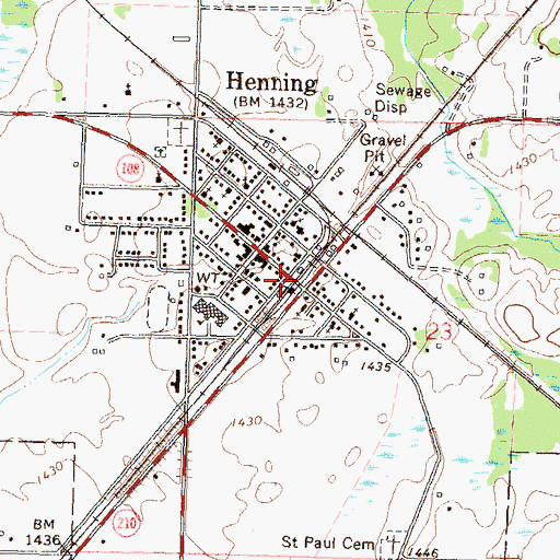 Topographic Map of Henning Ambulance, MN