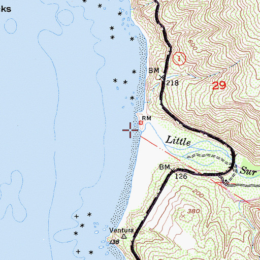 Topographic Map of Little Sur River, CA