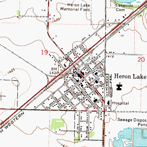 Topographic Map of Heron Lake Fire and Emergency Medical Services, MN