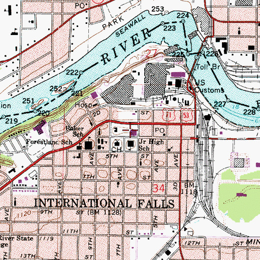 Topographic Map of International Falls Ambulance, MN